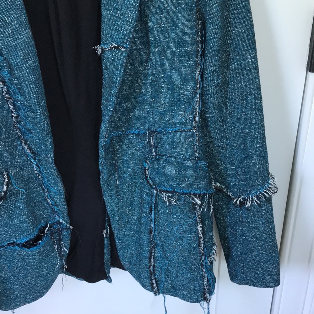 Rag & Bone Deconstructed Teal Twead Blazer Size 2 - image 3